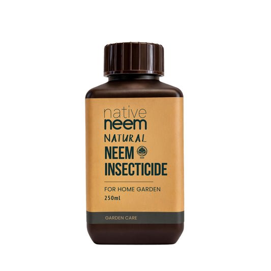 250ml bottle of cold-pressed organic neem oil for natural plant health, fungus control, and leaf shine on NZ indoor-outdoor plants.