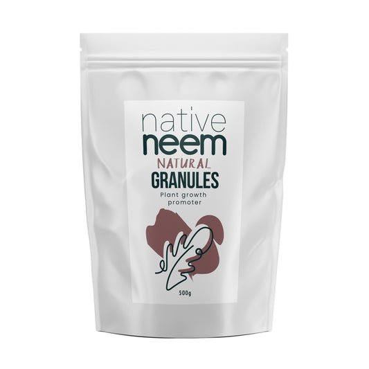 500g pack of organic neem tree granules for natural soil conditioning and nutrient enrichment in NZ home gardens.